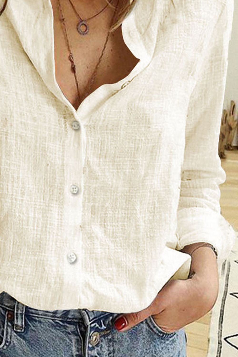 Classy Ivory Soft Button Up Shirt