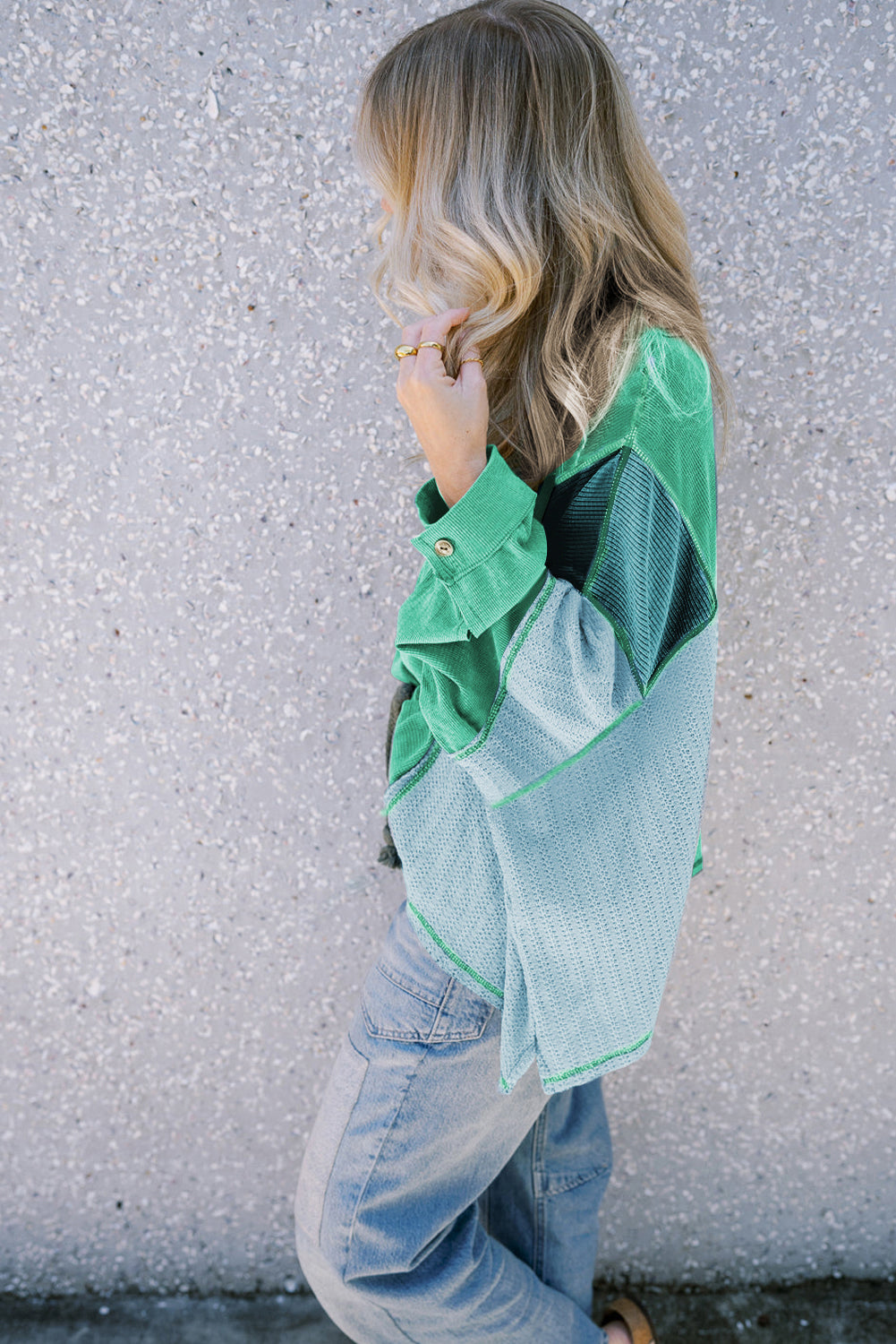 Oversized Colorblock Stitching Patchwork Shirt