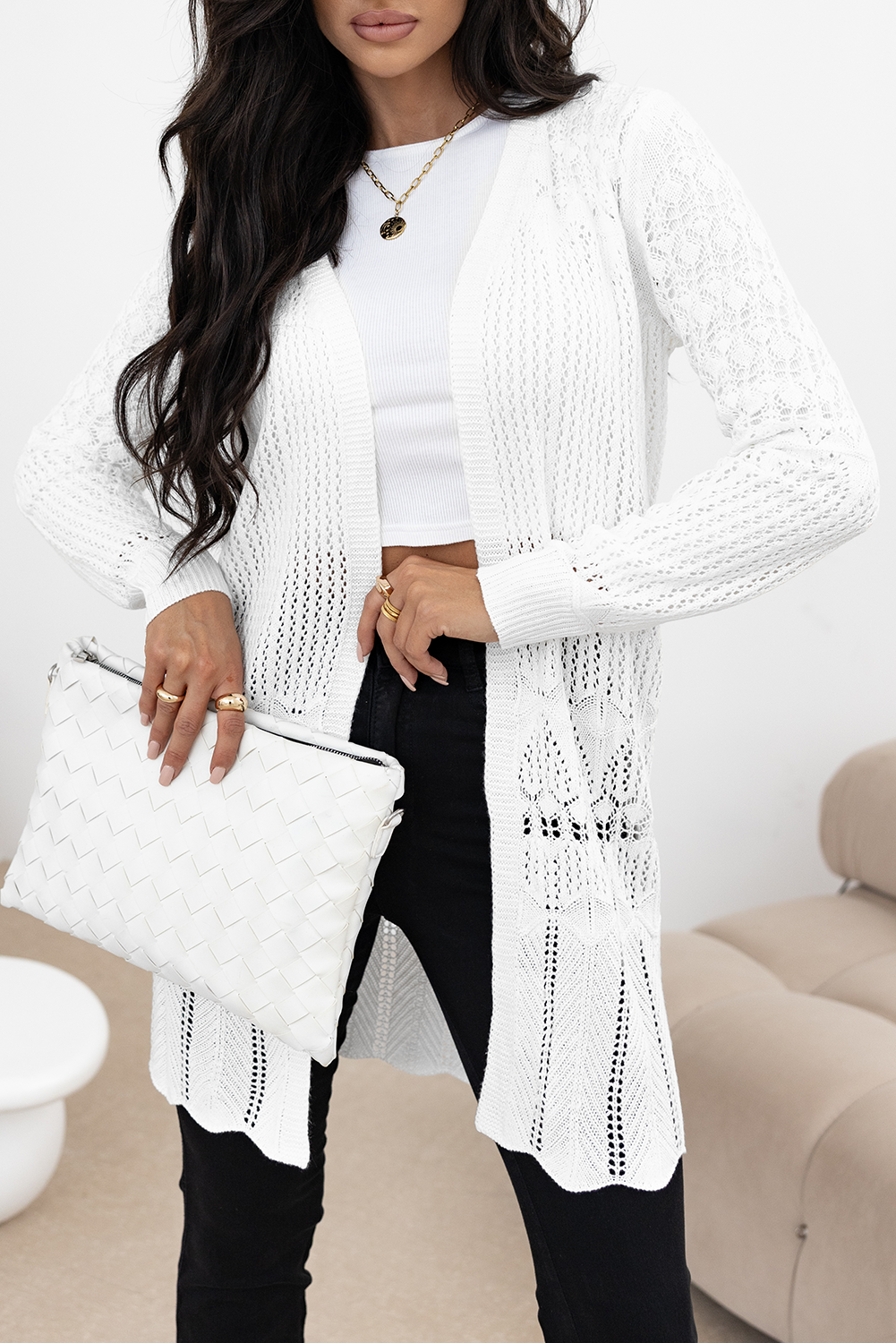 Elegant Crochet Hollow Cardigan