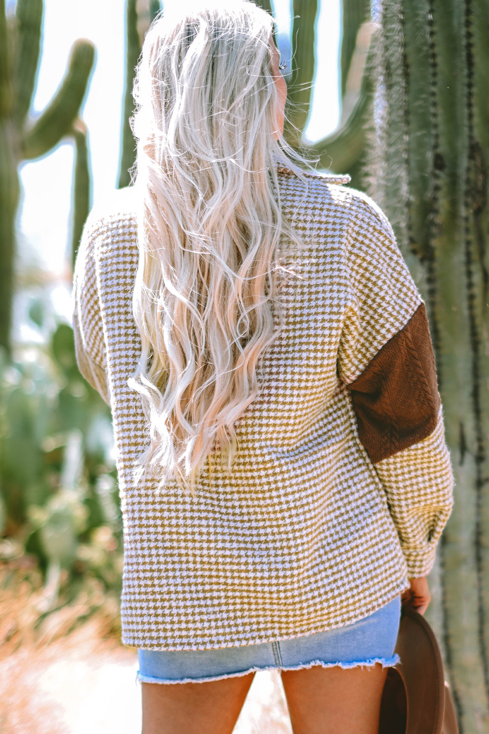 Weekend Houndstooth Knit Shacket