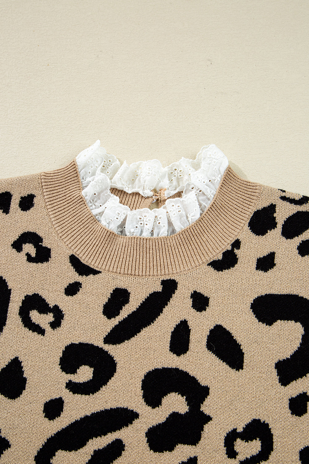 LaurenNichole Classy Brown Leopard Buttoned Down Ruffled Cuffed Sweater