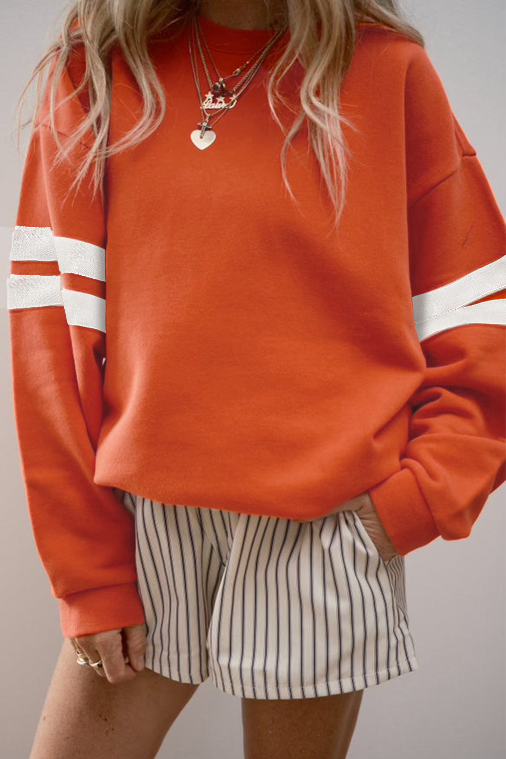 Activepologie Comfy Black Varsity Stripe Oversized Sweatshirt in 5 Colors