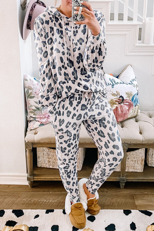 Comfy Leopard Hoodie + Skinny Pants Lounge Outfit