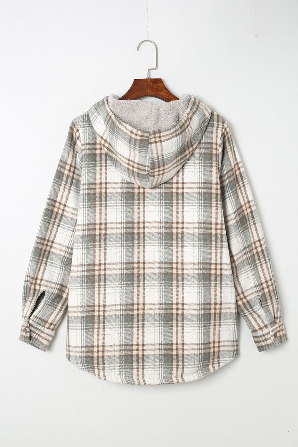 Cozy Plush Plaid Sherpa Hoodie Shacket