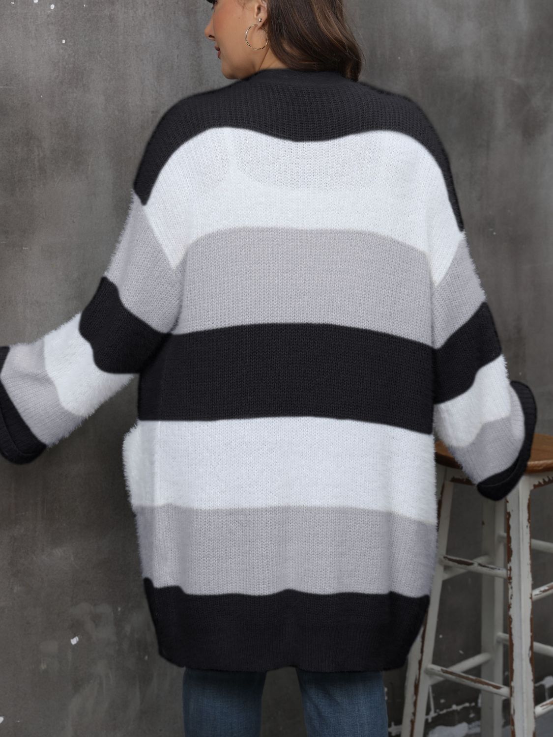 Classic Stripe Cardigan in 3 Colors. XL - 3X