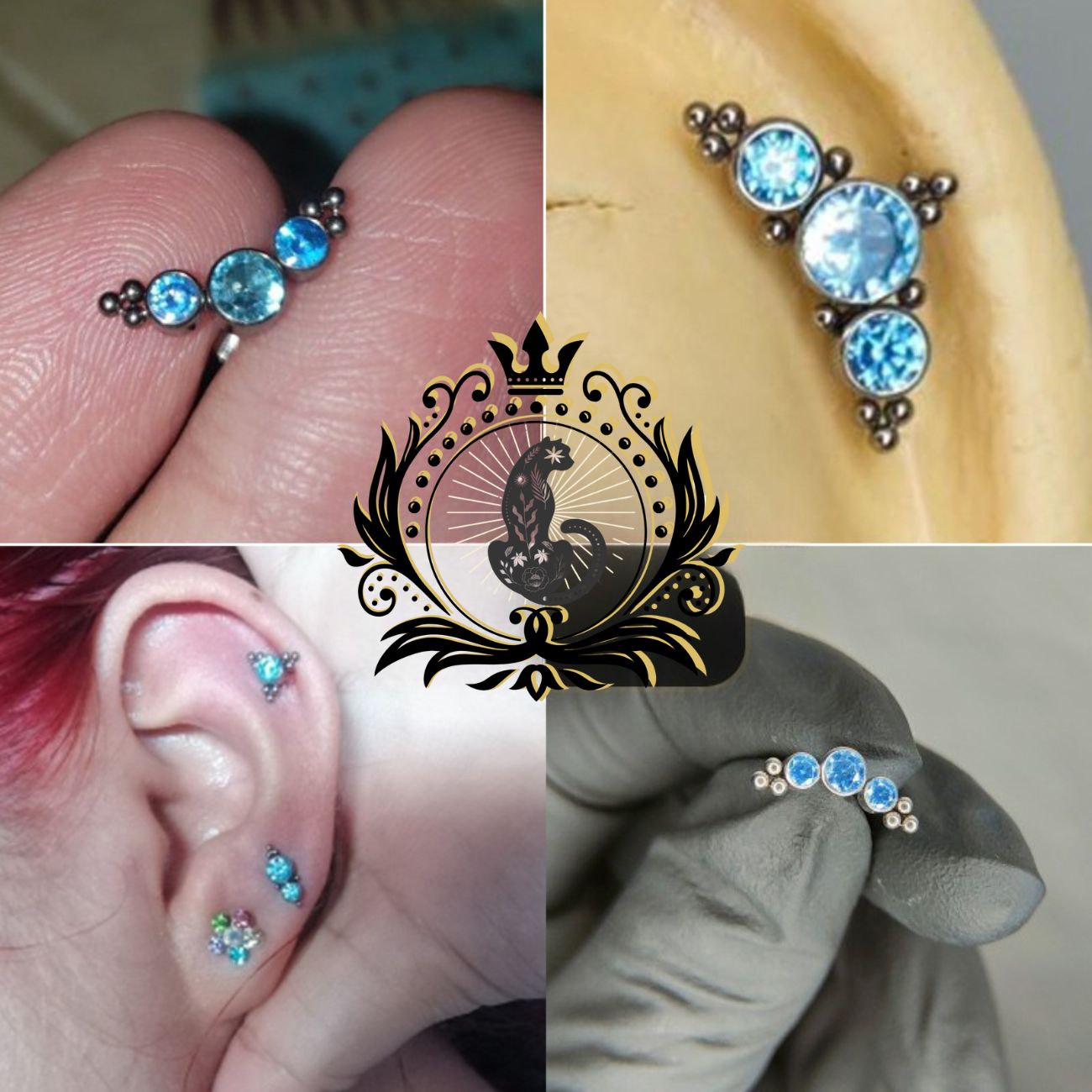 Luxury Titanium Opal Piercing Stud Nose / Earrings 6 Styles
