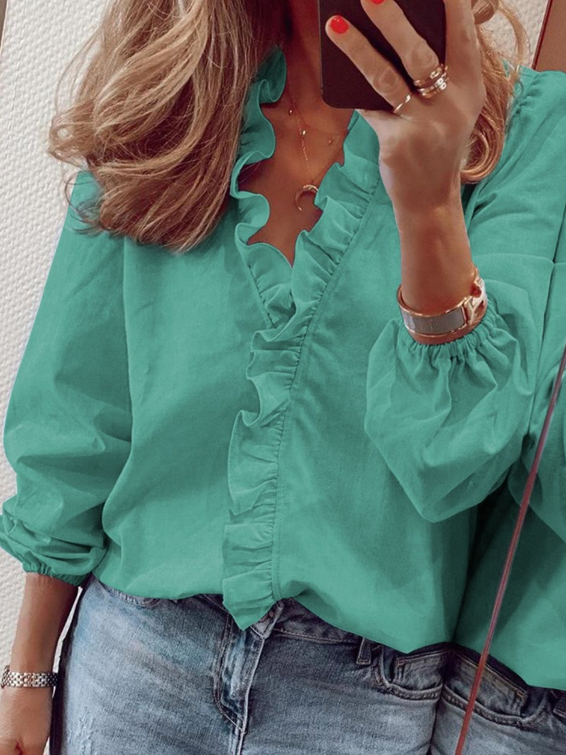 5 Elegant Ruffle V-Neck Blouse Shirt (S - 5X)