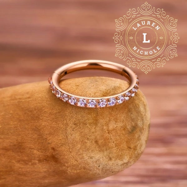 Luxe Titanium Hoop Rings with Opulent CZ Stones
