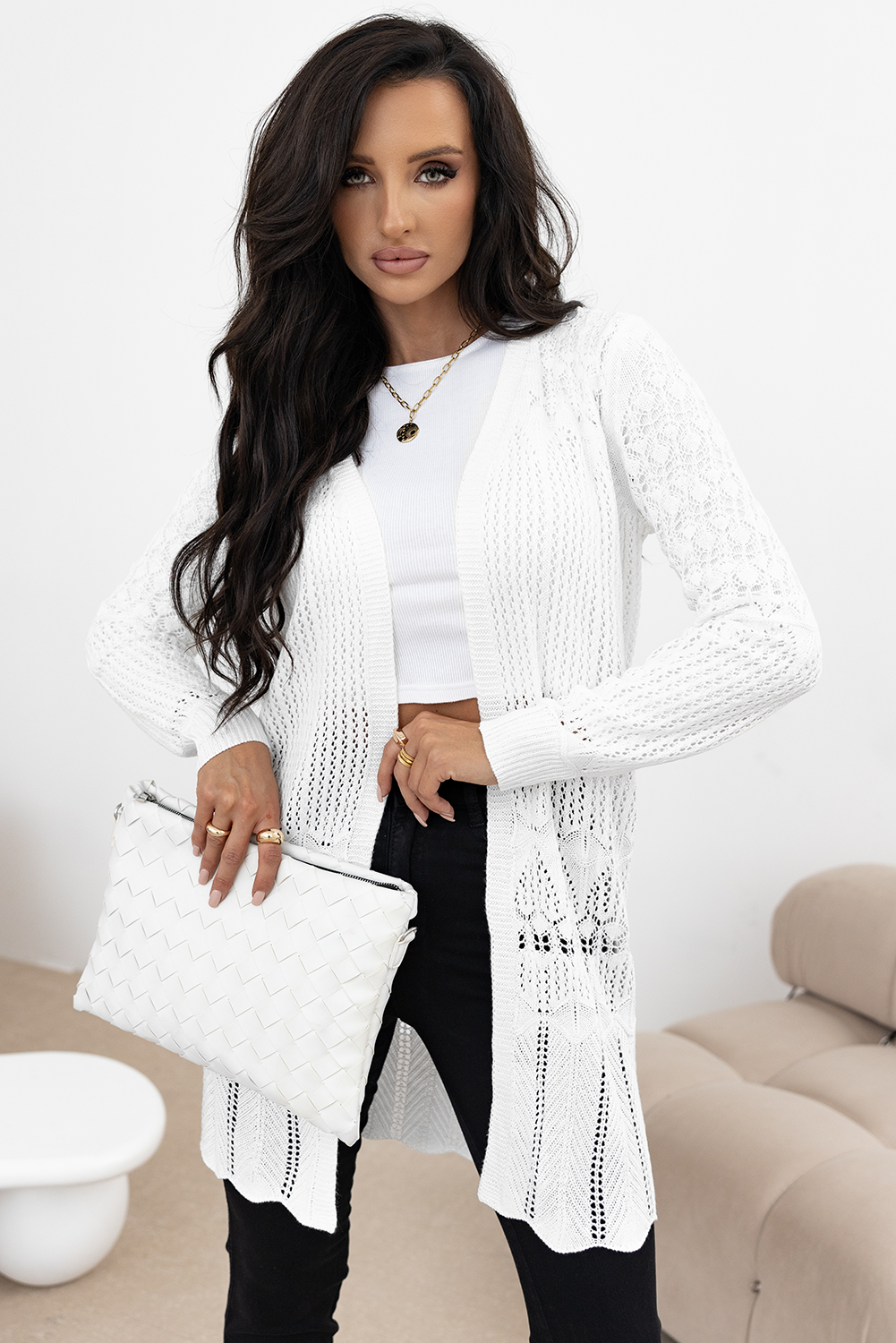 Elegant Crochet Hollow Cardigan