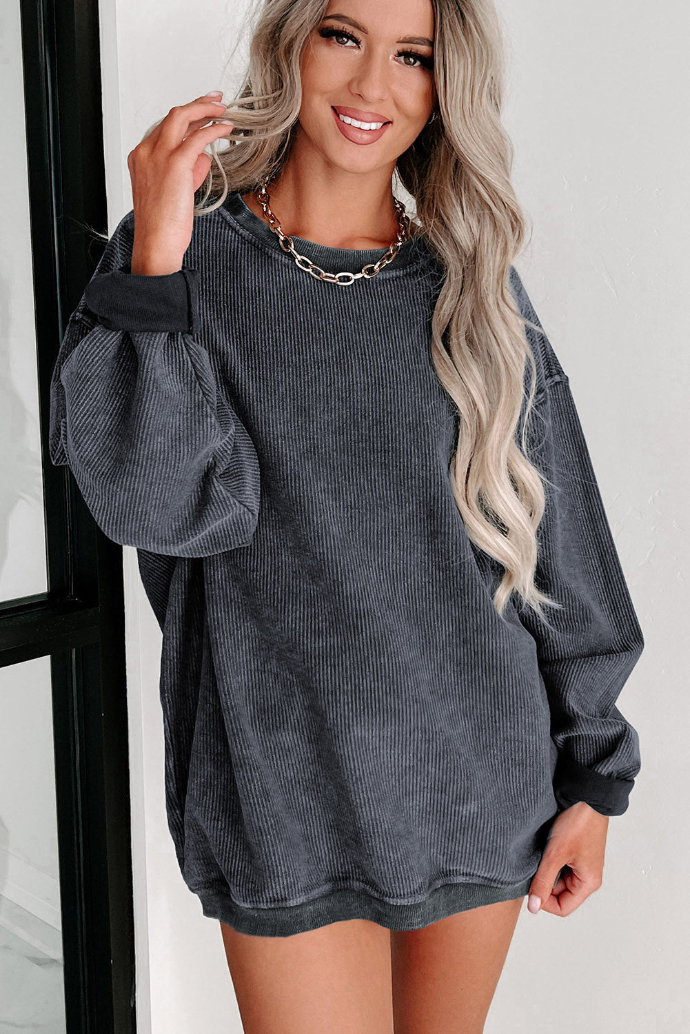 Comfy Corduroy Boyfriend Sweatshirt in 6 Colors ( S-2X)