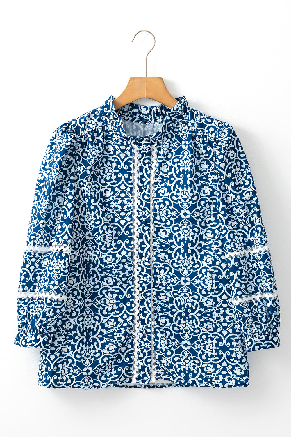 Elegant Floral Ric-rac Tailored Shirt
