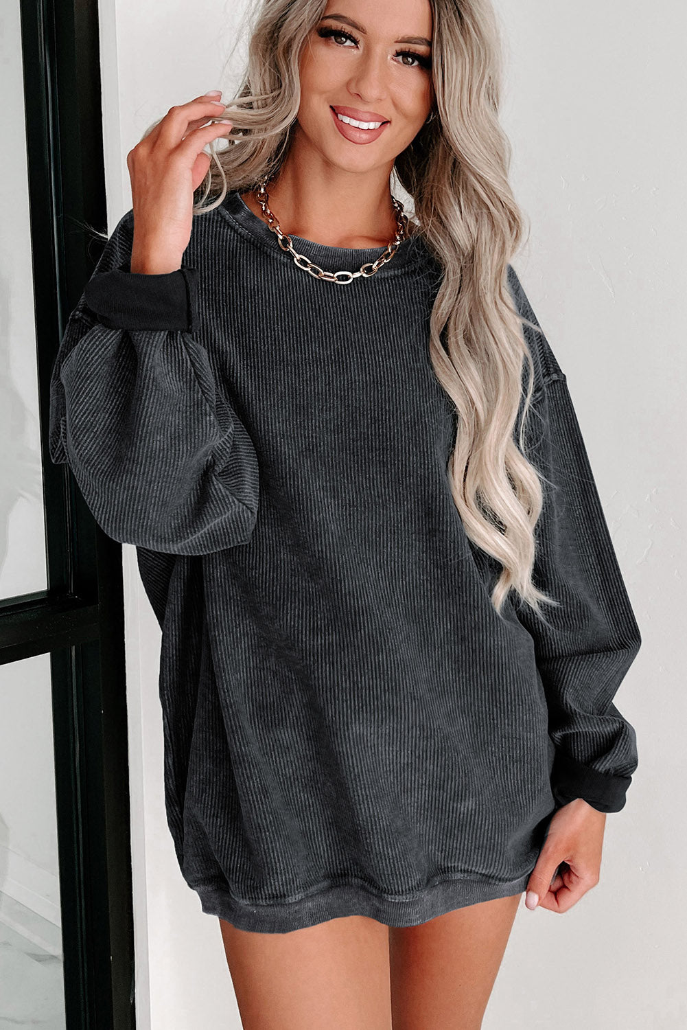 Comfy Corduroy Boyfriend Sweatshirt in 6 Colors ( S-2X)