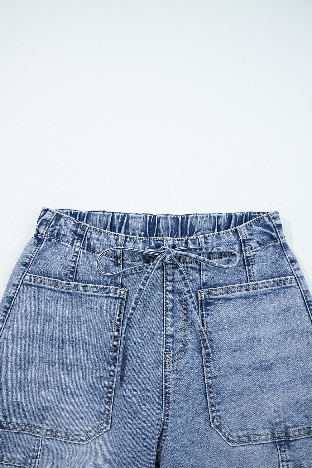 High Waist Paperbag Drawstring Barrel Jeans