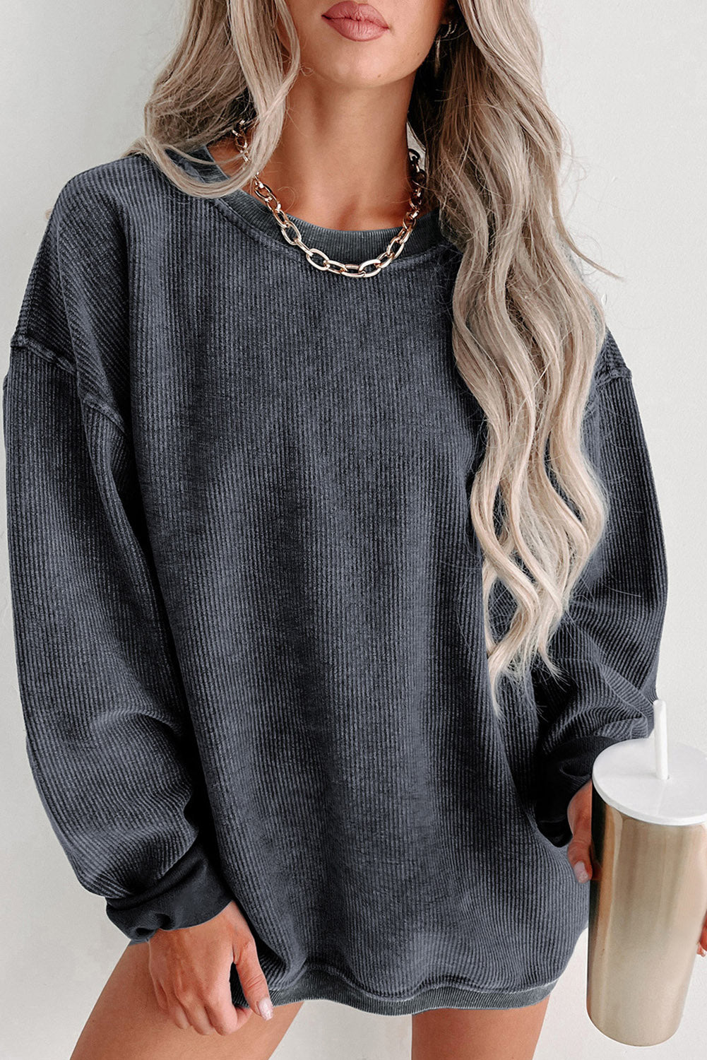 Comfy Corduroy Boyfriend Sweatshirt in 6 Colors ( S-2X)