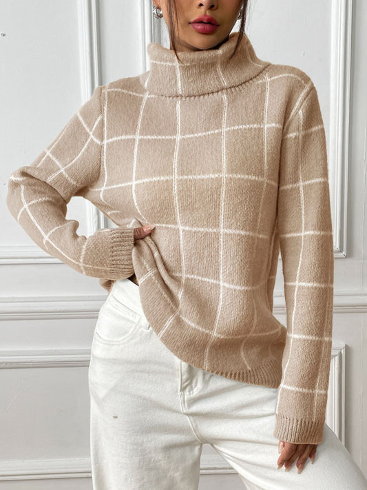 The LaurenNichole classic cozy Plaid Turtleneck Sweater in 3 Colors