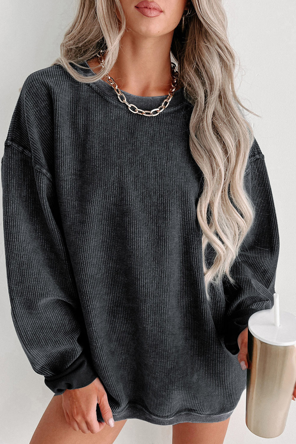 Comfy Corduroy Boyfriend Sweatshirt in 6 Colors ( S-2X)
