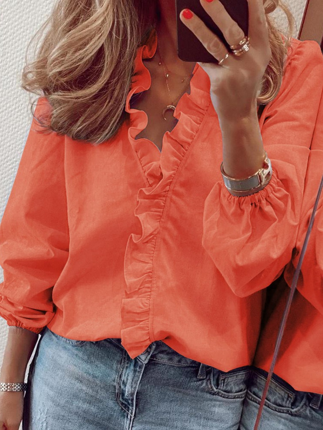 5 Elegant Ruffle V-Neck Blouse Shirt (S - 5X)