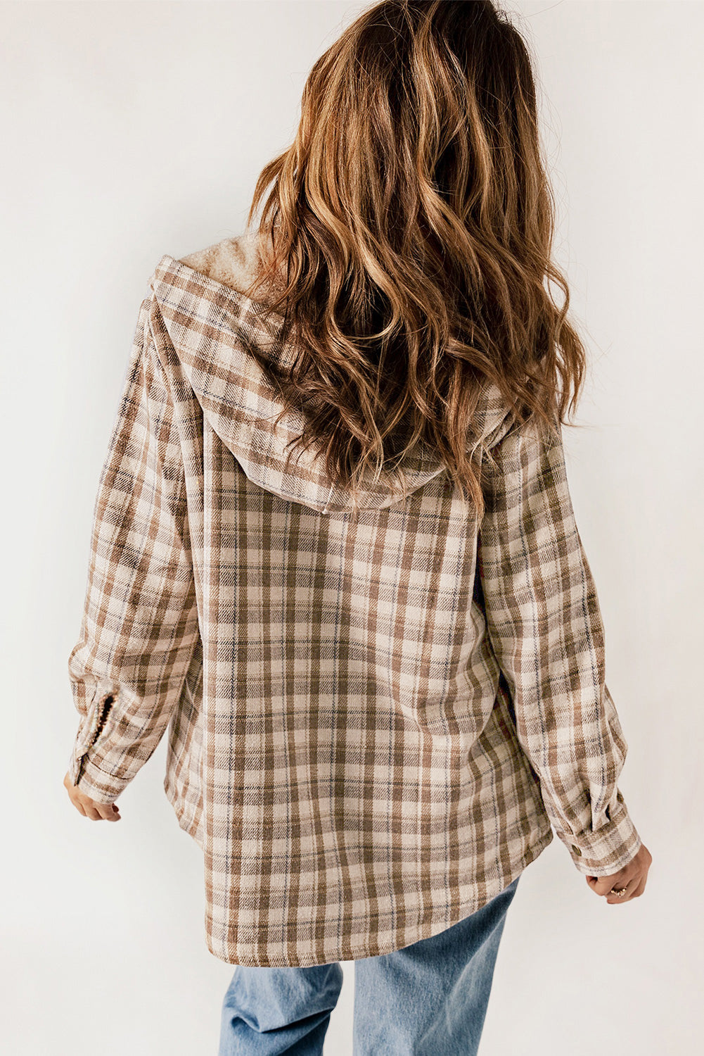 Cozy Plush Plaid Sherpa Hoodie Shacket