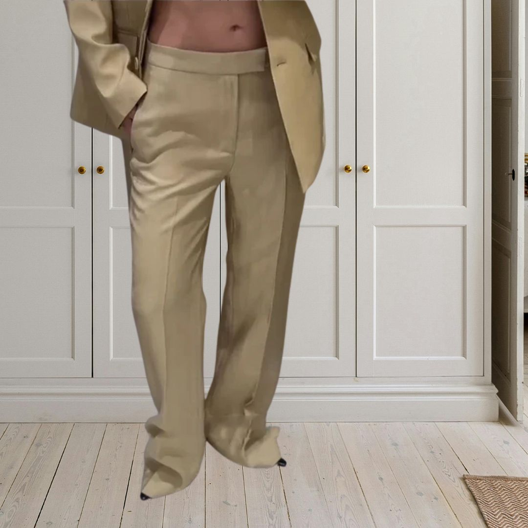 Classic Tailored Slim Waist Lapel Collared Pant Suit
