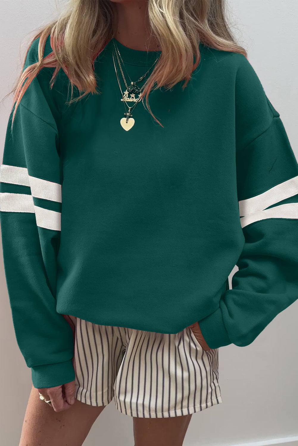 Activepologie Comfy Black Varsity Stripe Oversized Sweatshirt in 5 Colors