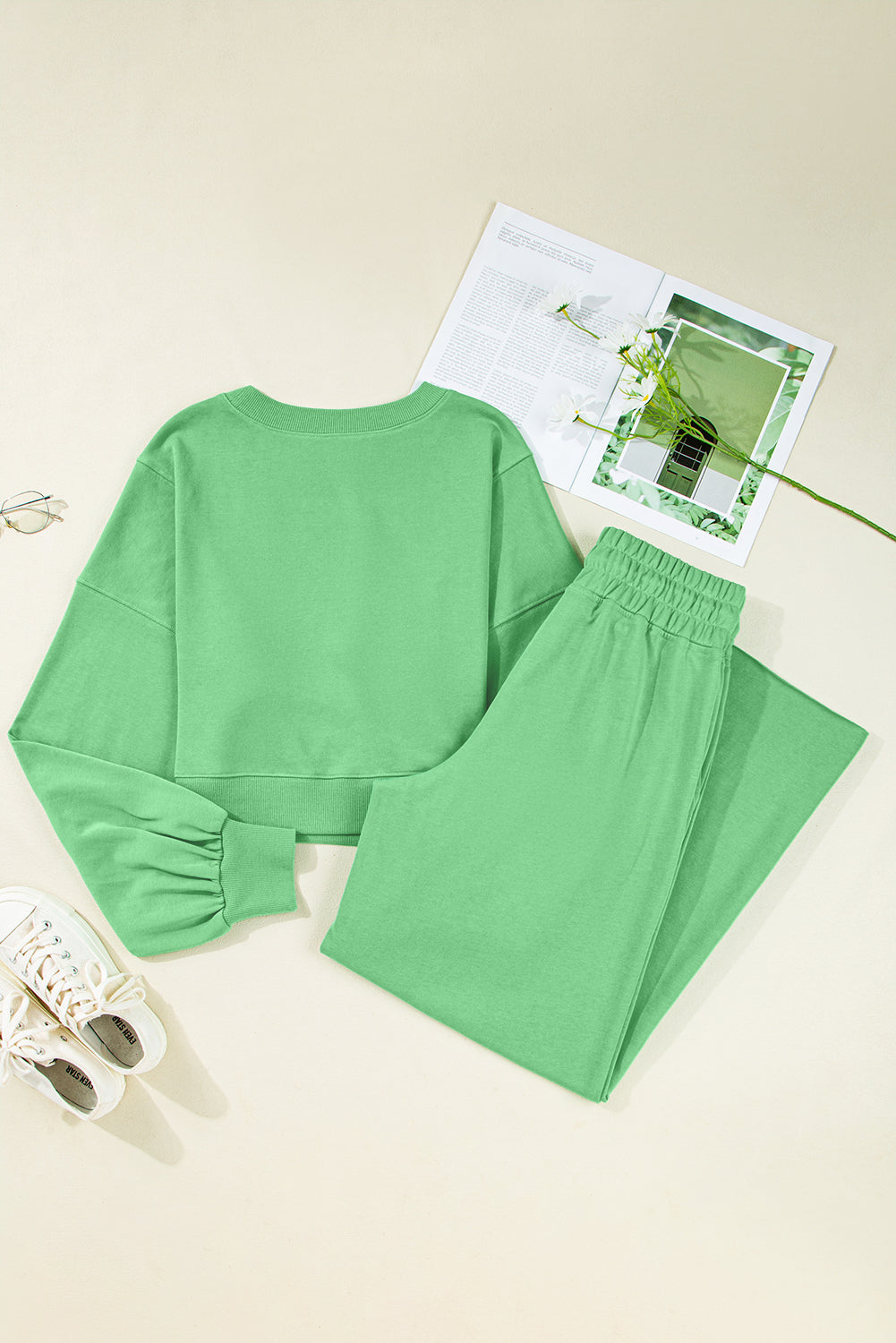 Comfy Ruffle Sleeve Wide Legged Sweatsuit Outfit in 3 Colors