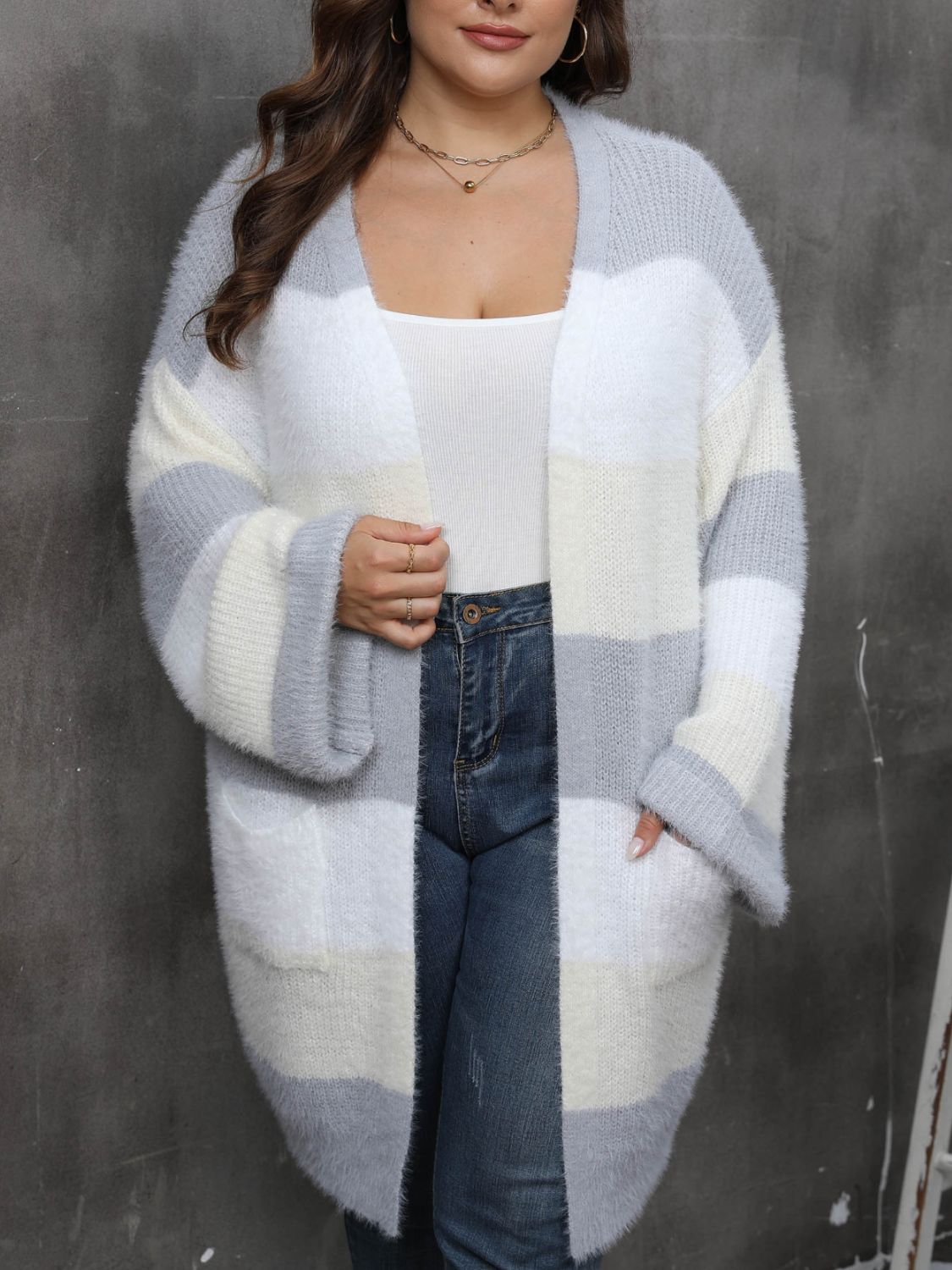 Classic Stripe Cardigan in 3 Colors. XL - 3X