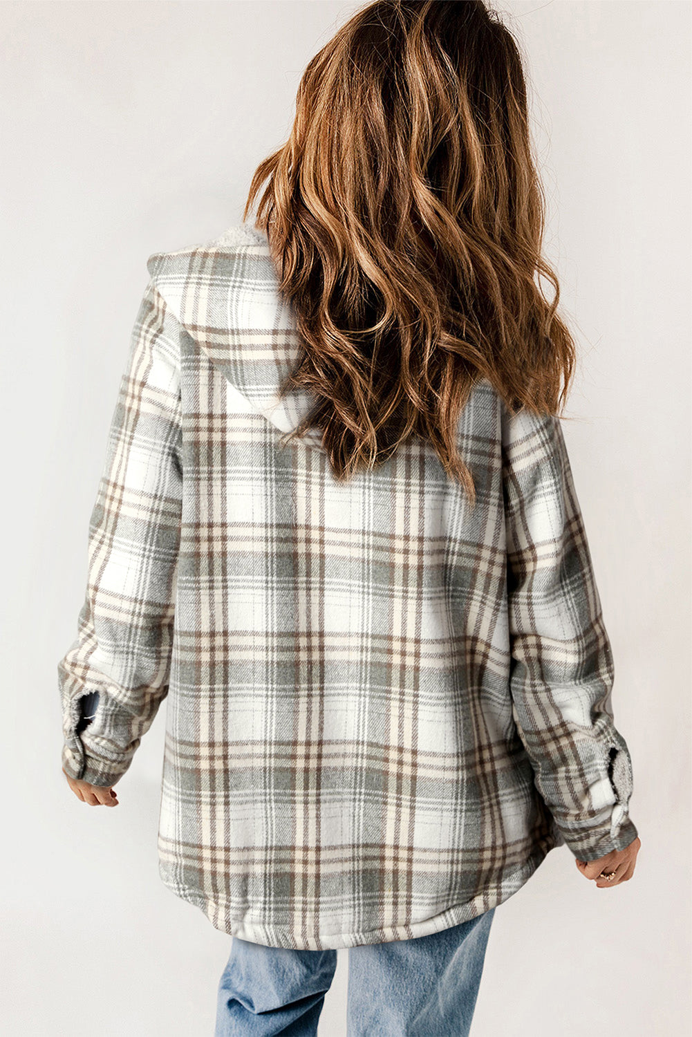 Cozy Plush Plaid Sherpa Hoodie Shacket
