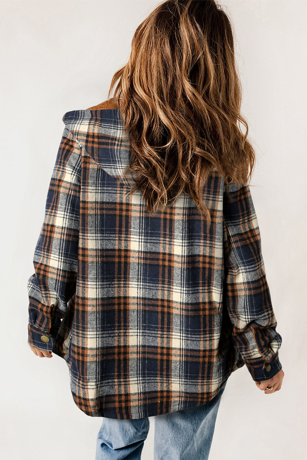 Cozy Plush Plaid Sherpa Hoodie Shacket