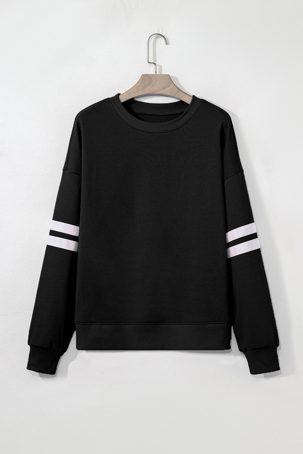 Activepologie Comfy Black Varsity Stripe Oversized Sweatshirt in 5 Colors