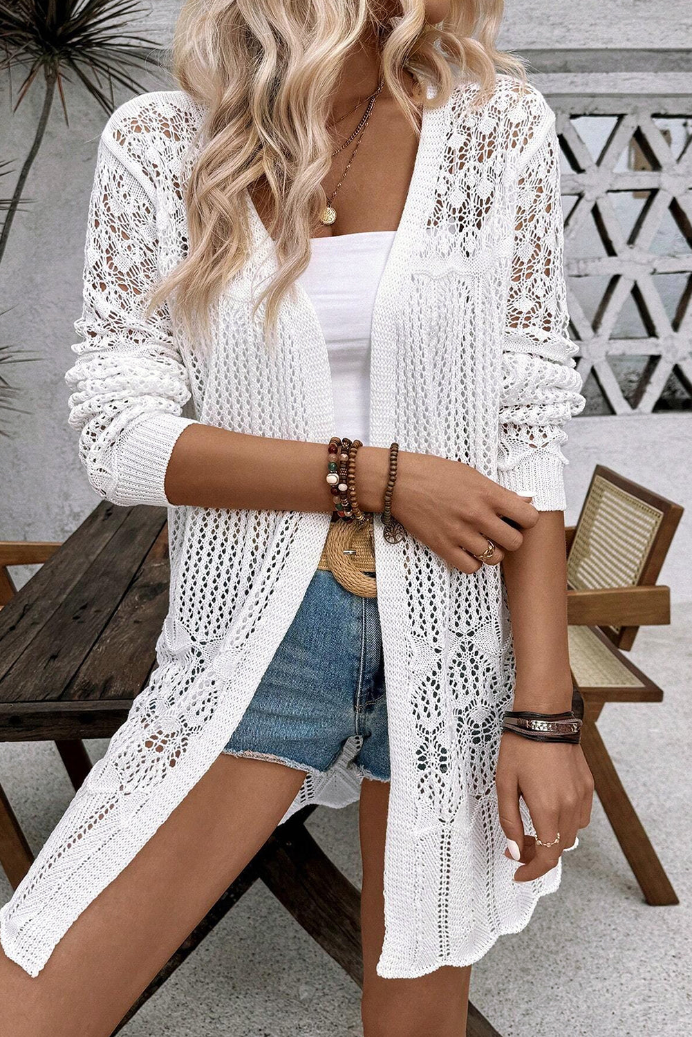 Elegant Crochet Hollow Cardigan