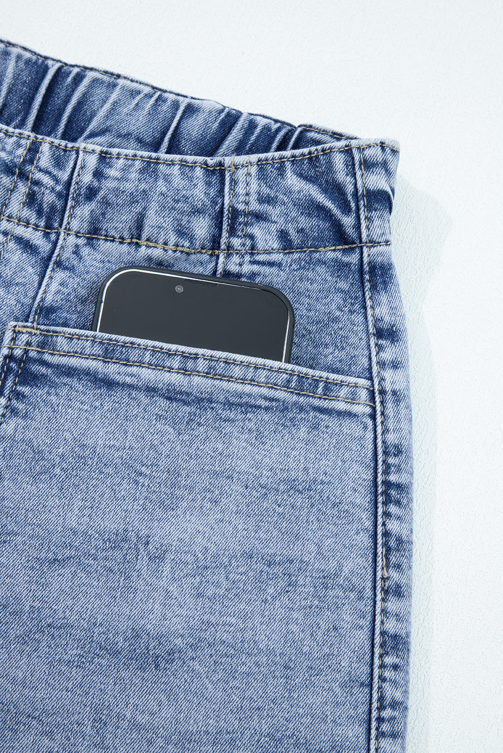 High Waist Paperbag Drawstring Barrel Jeans