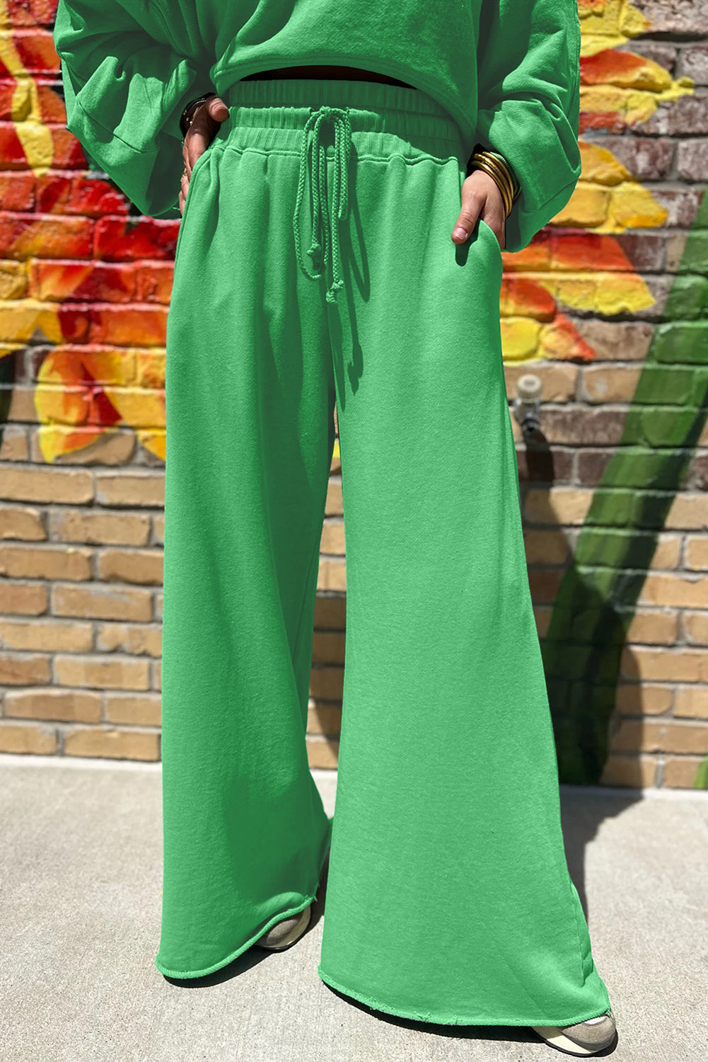 Comfy Pink Ruffle Sleeve Wide Legged Sweatsuit Outfit in 3 Colors