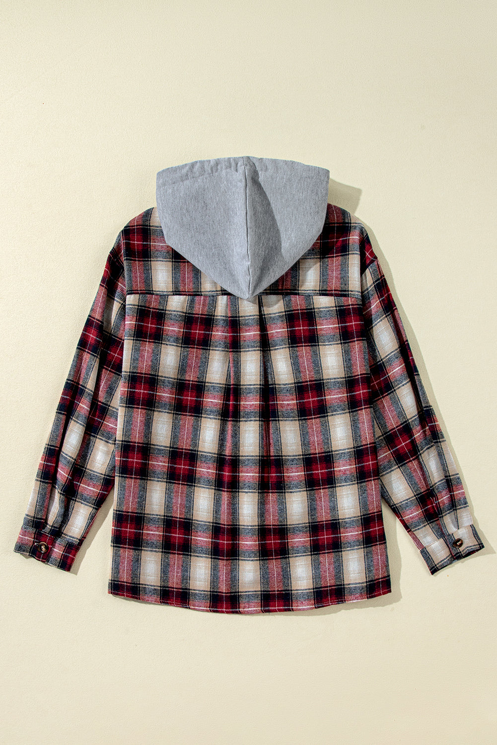 Cozy Red Plaid Hoodie Shacket