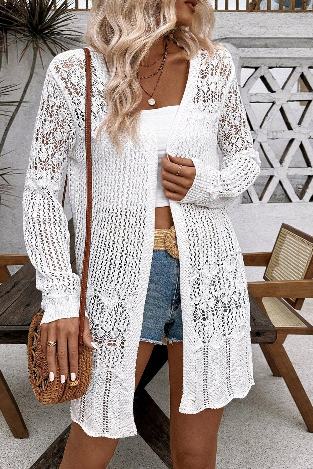 Elegant Crochet Hollow Cardigan