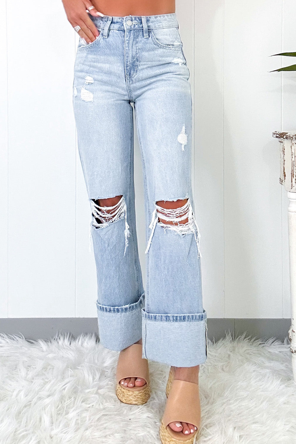 The Classic Distressed Straight Legged Ankle Jeans (Size 6 - 16)