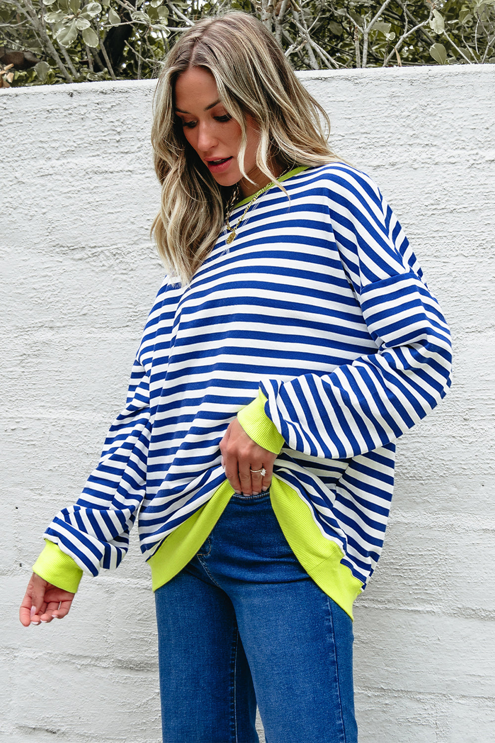 Comfy Oversized Stripe Sweatshirt in 2 Colors (S - 2X)
