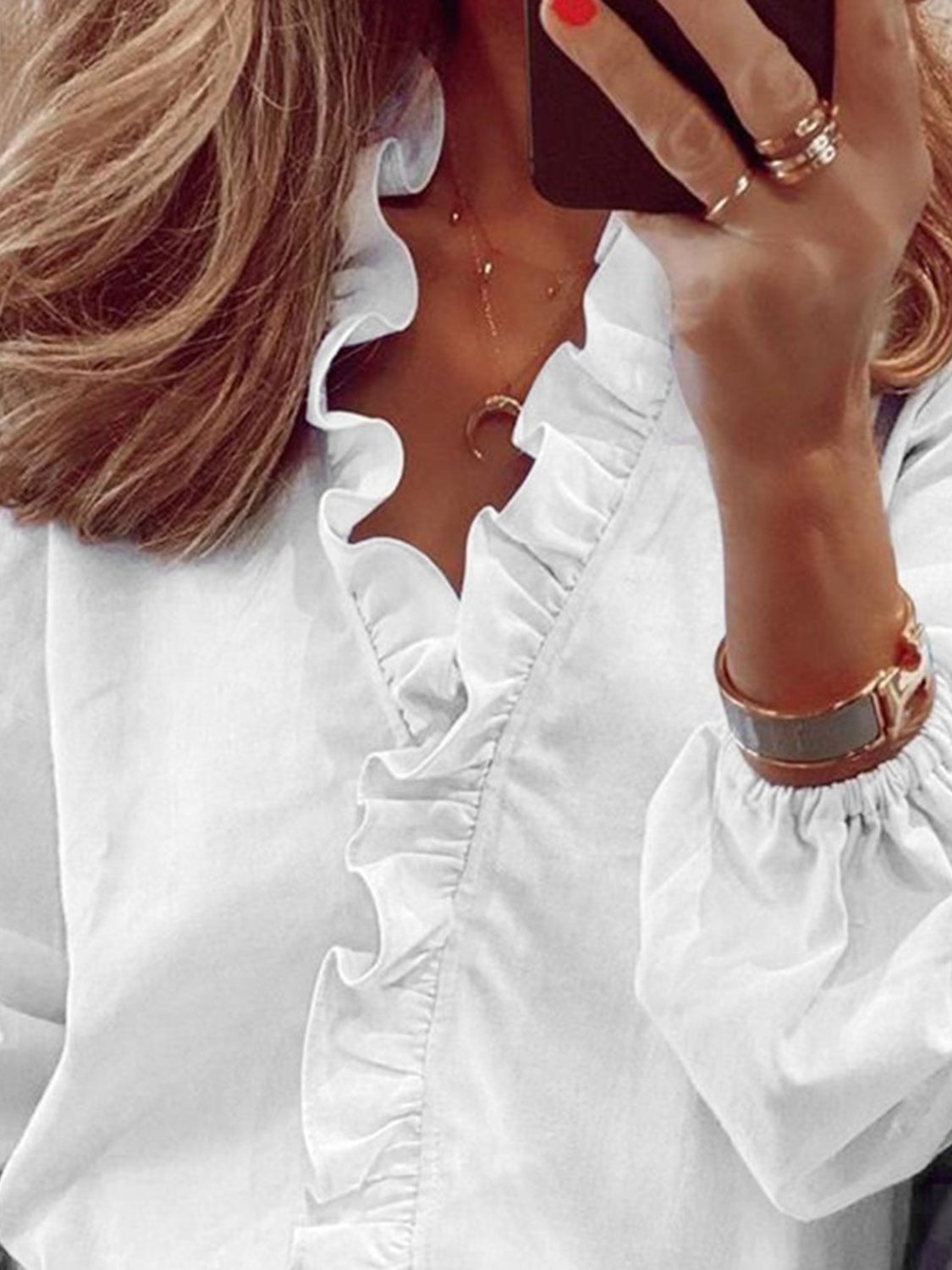 5 Elegant Ruffle V-Neck Blouse Shirt (S - 5X)