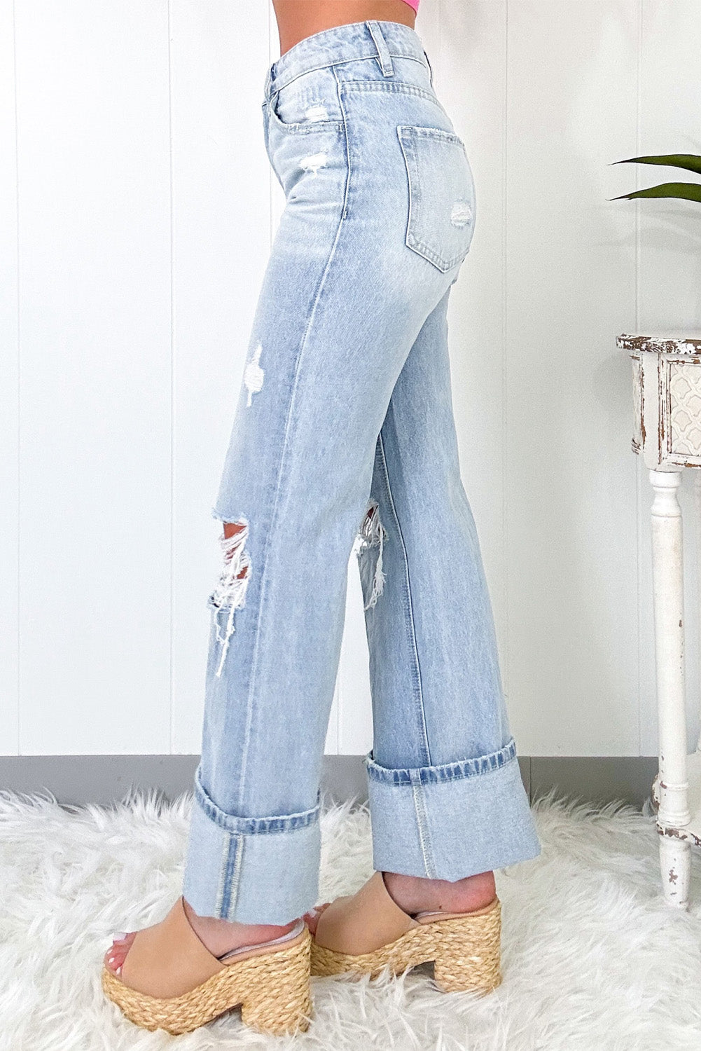 The Classic Distressed Straight Legged Ankle Jeans (Size 6 - 16)