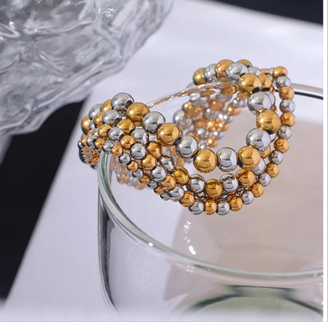 Lux Stainless Steel Gold Plated Bead Bracelet