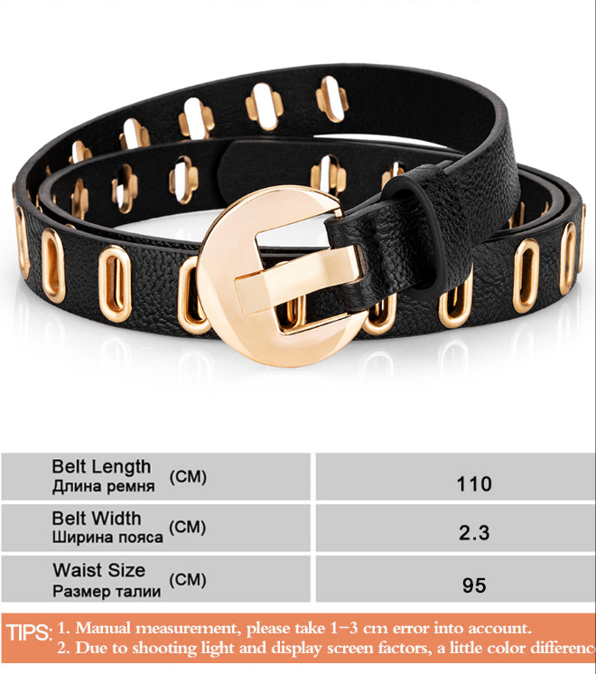 Gold Vegan Leather Adjustable Hole Belts in 5 Colors