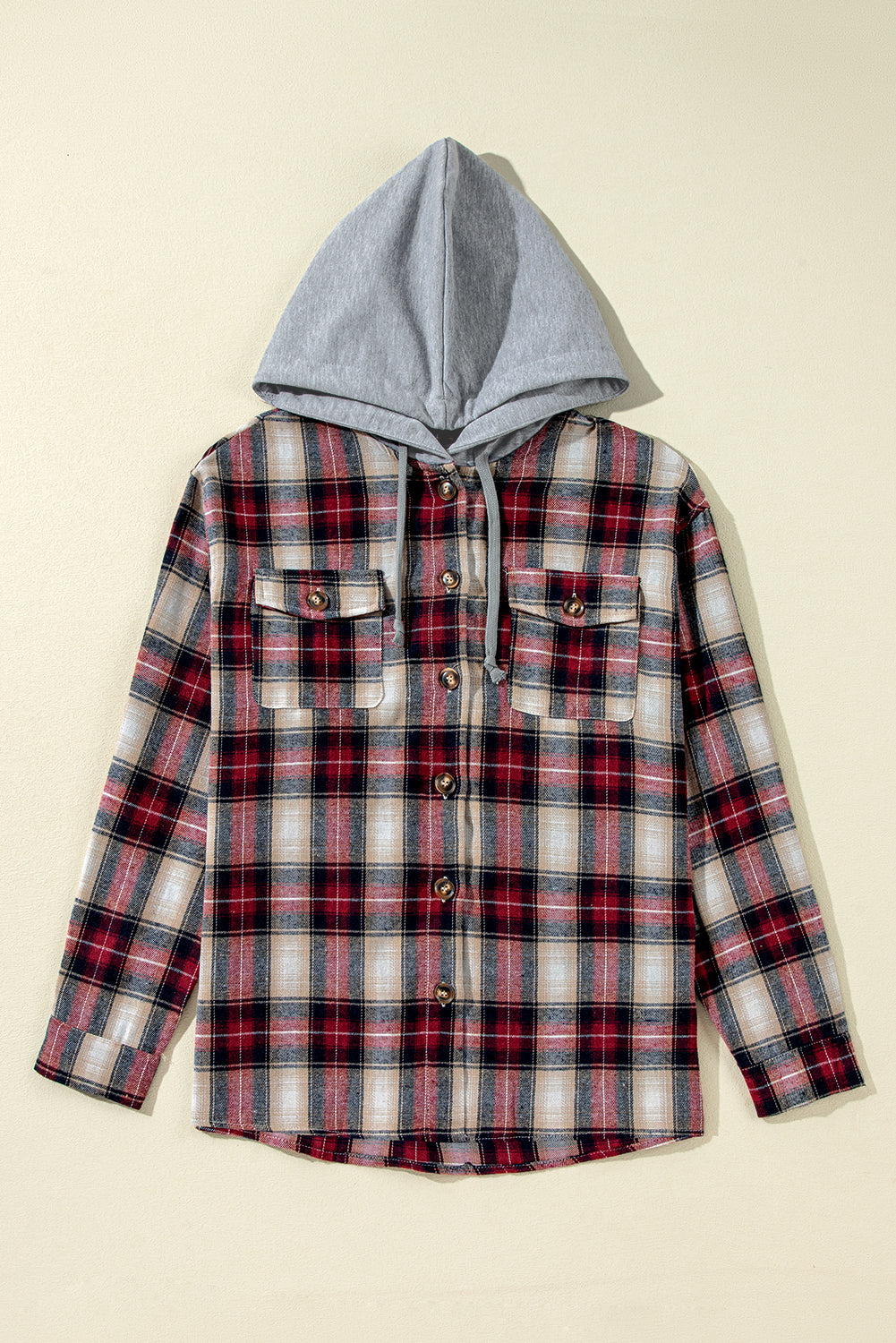 Cozy Red Plaid Hoodie Shacket