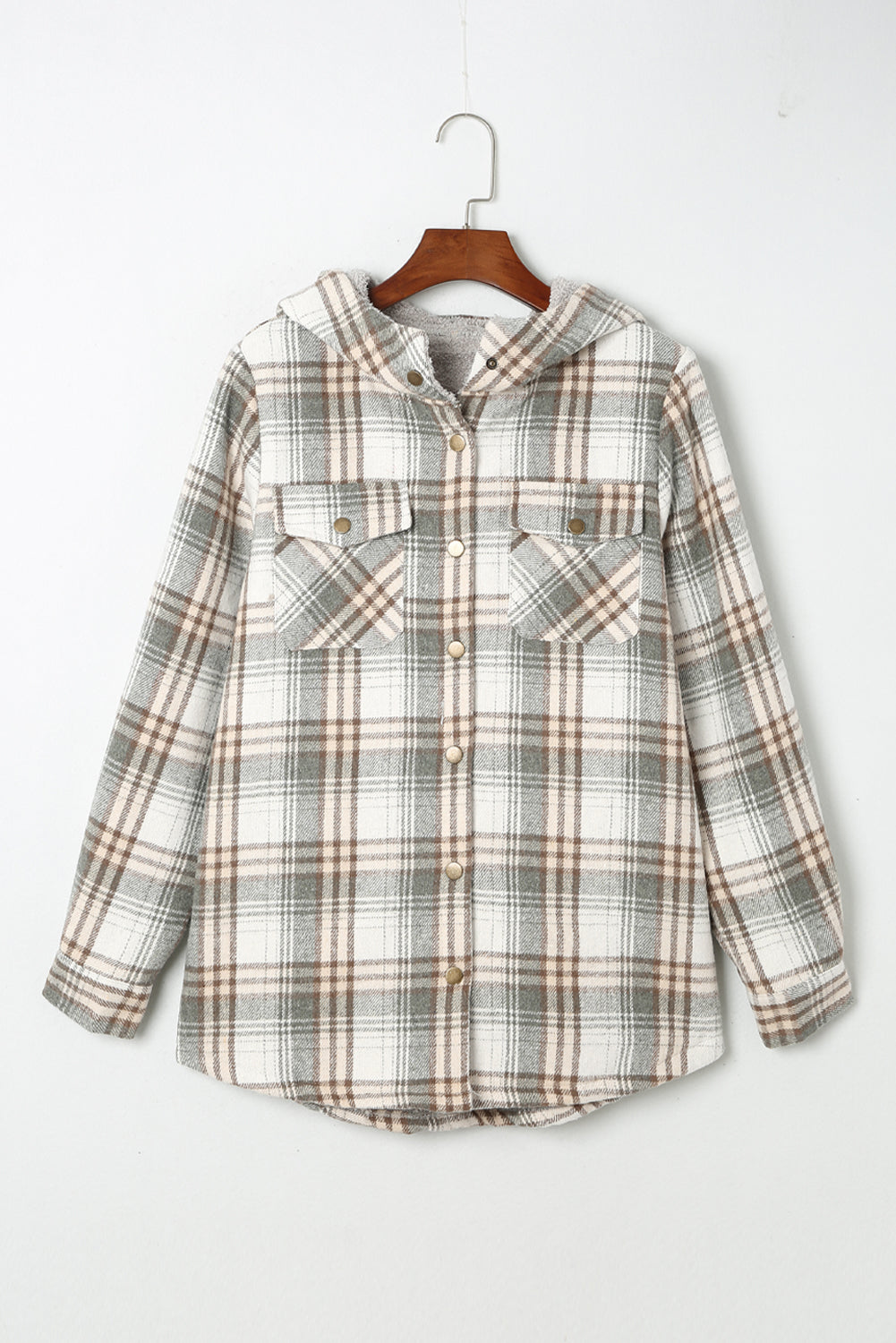 Cozy Plush Plaid Sherpa Hoodie Shacket