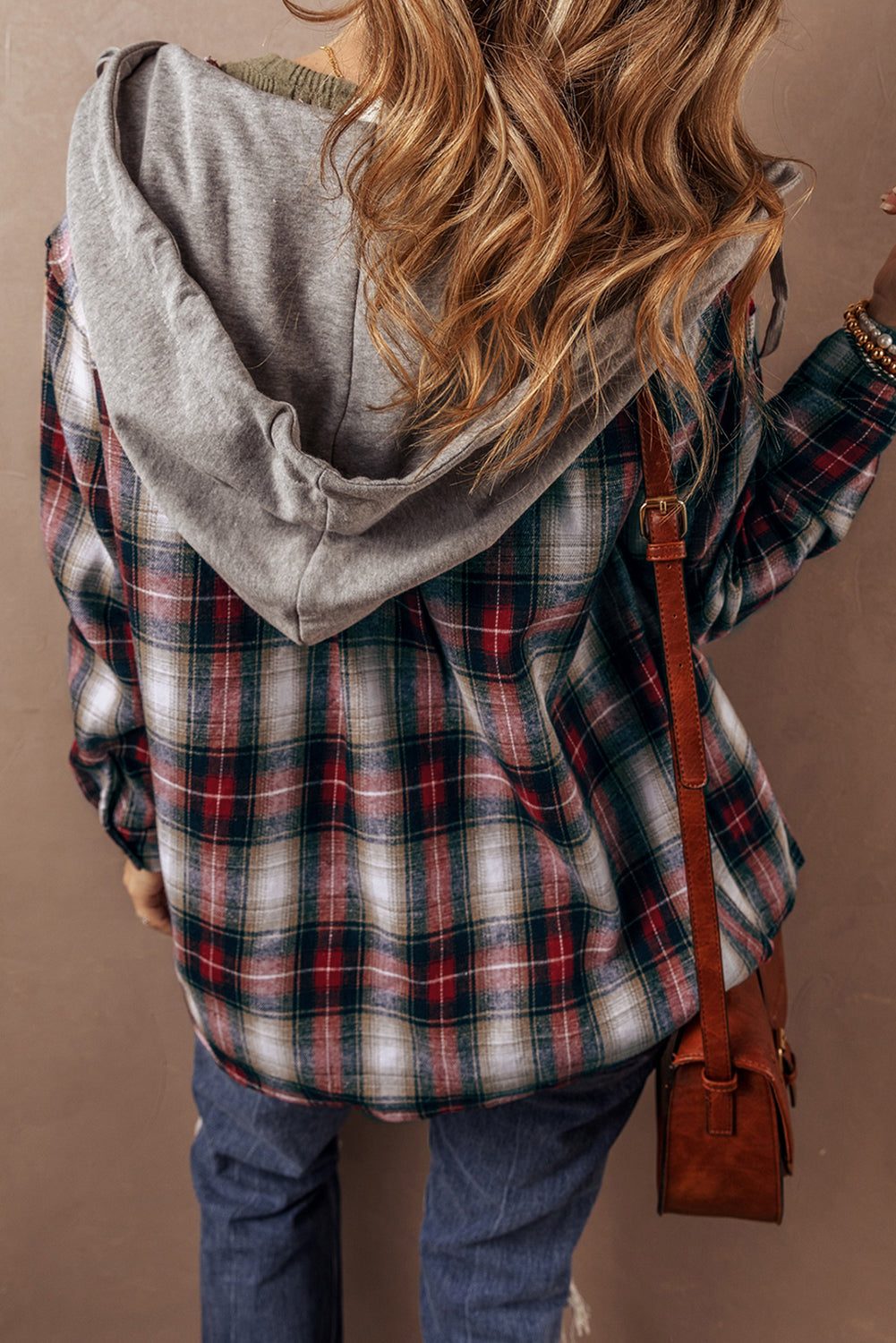 Cozy Red Plaid Hoodie Shacket