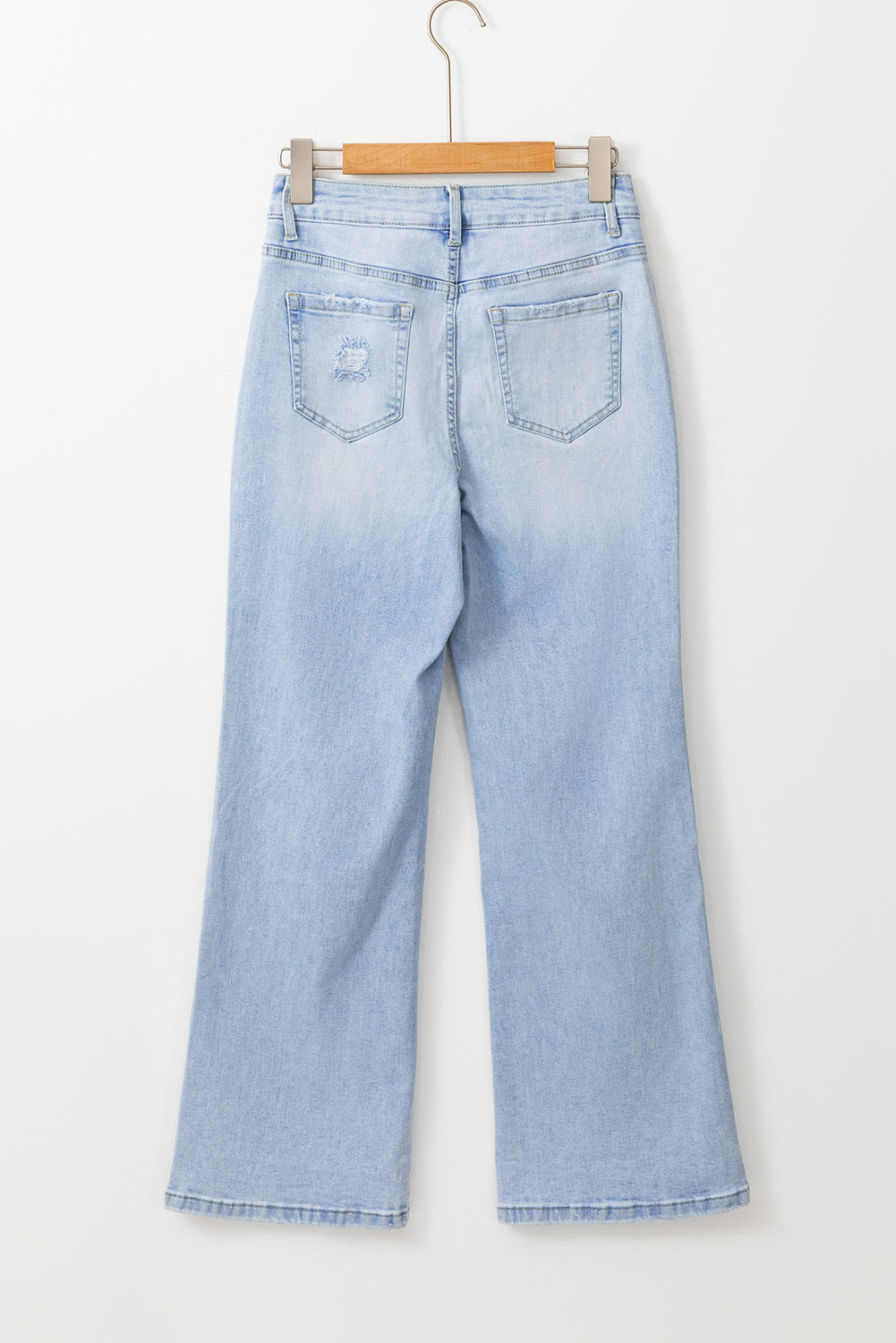 Chic Vintage Light Wash Distressed Flare Jeans
