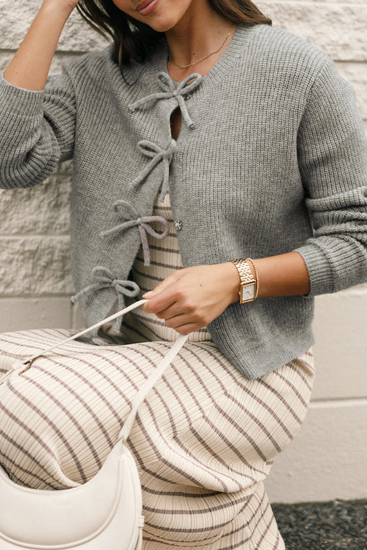 LaurenNichole Classic Knit Bow Button Down Cardigan