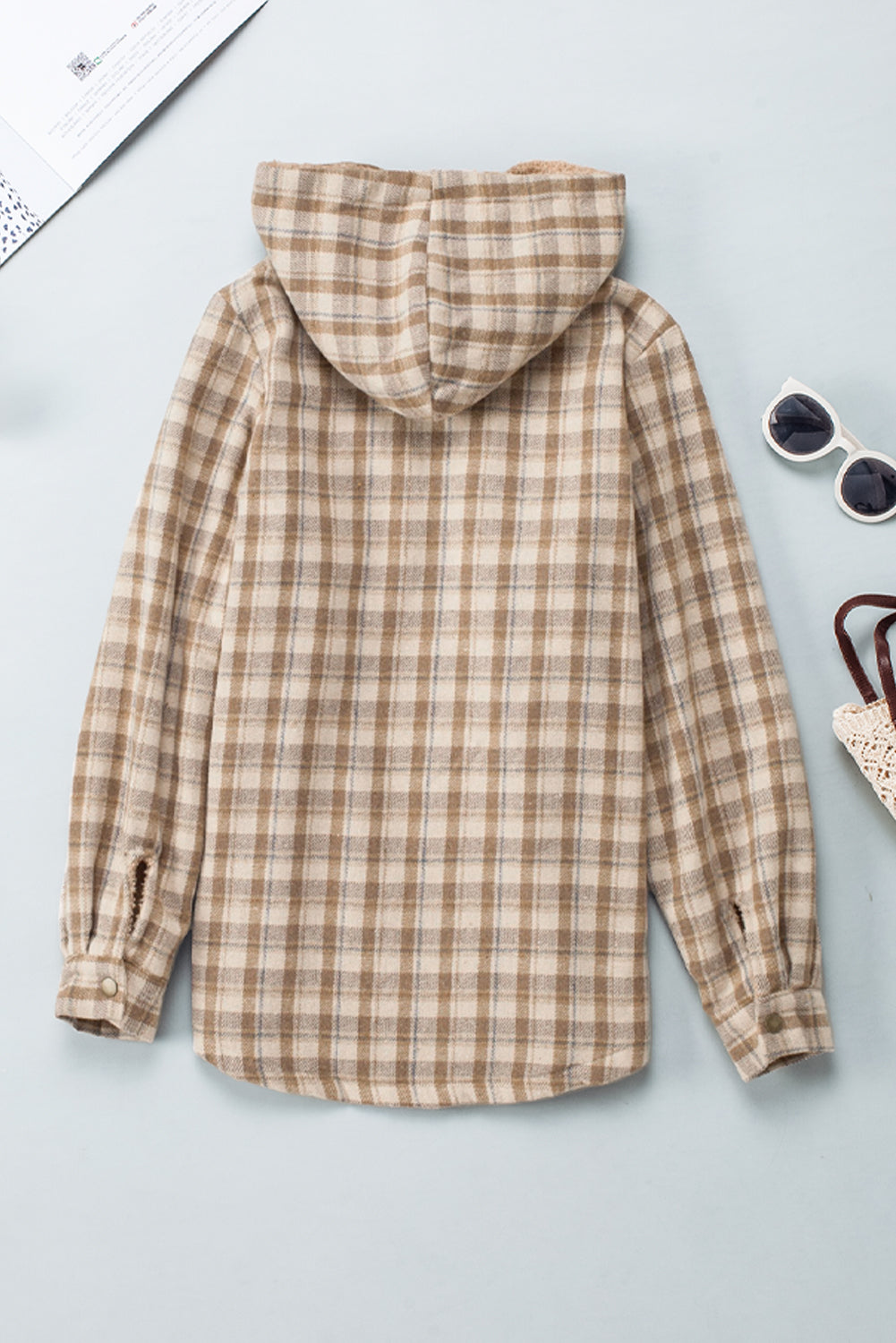 Cozy Plush Plaid Sherpa Hoodie Shacket