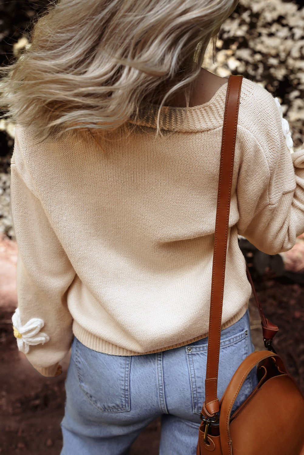 Elegant Parchment Flower Cardigan