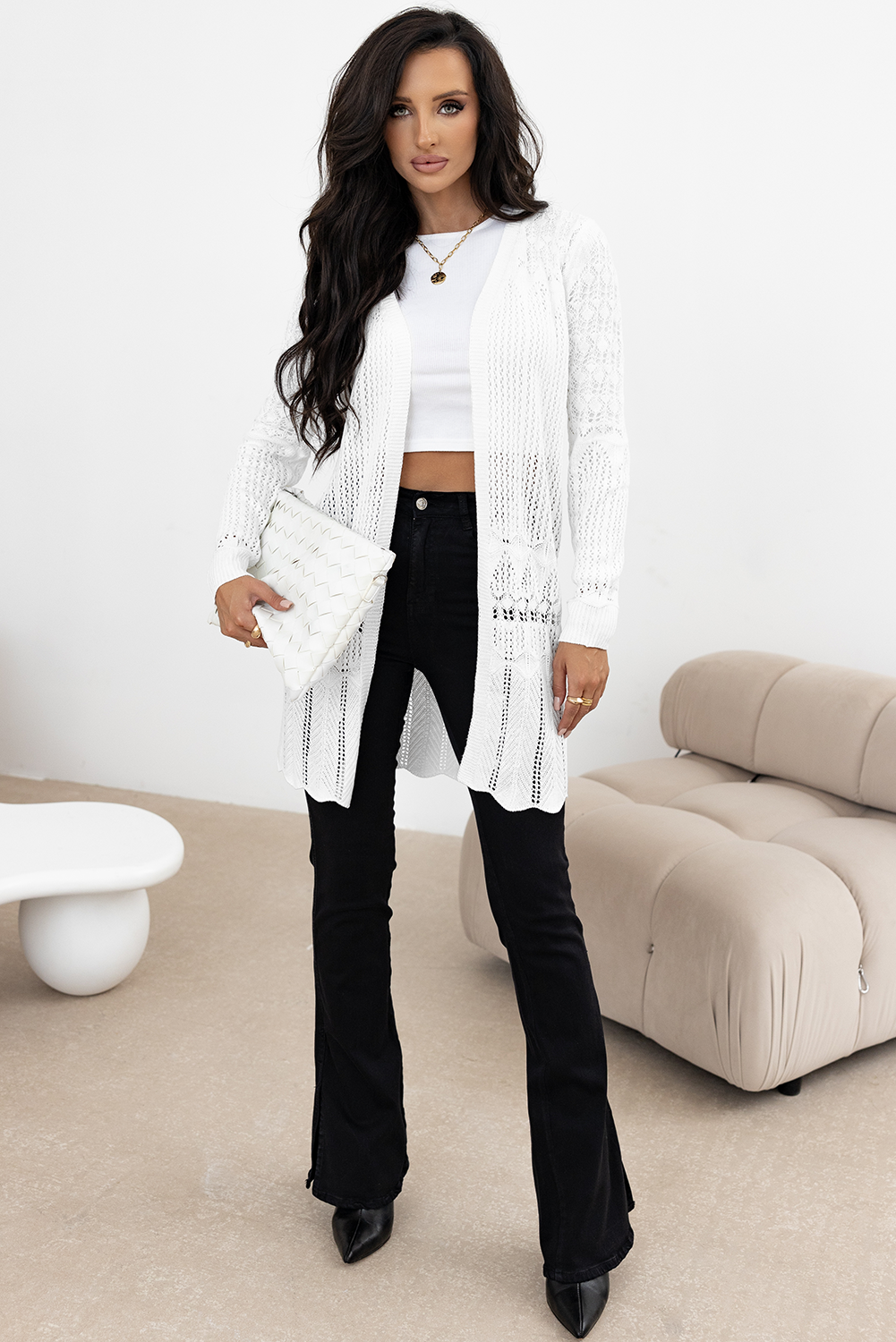 Elegant Crochet Hollow Cardigan