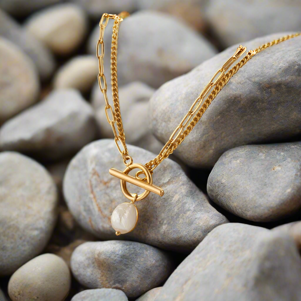 316L Stainless Steel Clasp Pearl Pendant Necklace