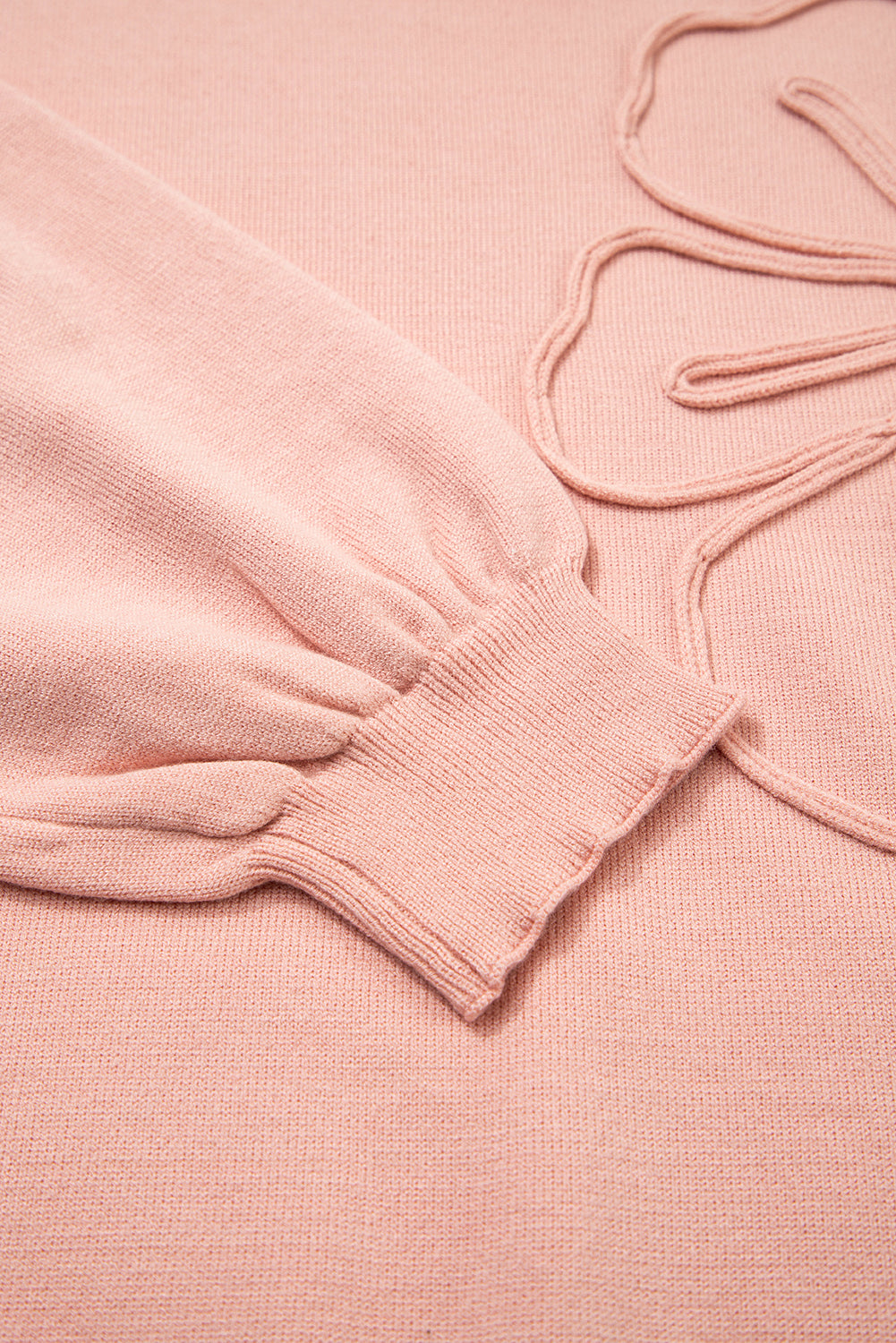 Cozy Flower Bishop Sleeve Knit Peach Sweater